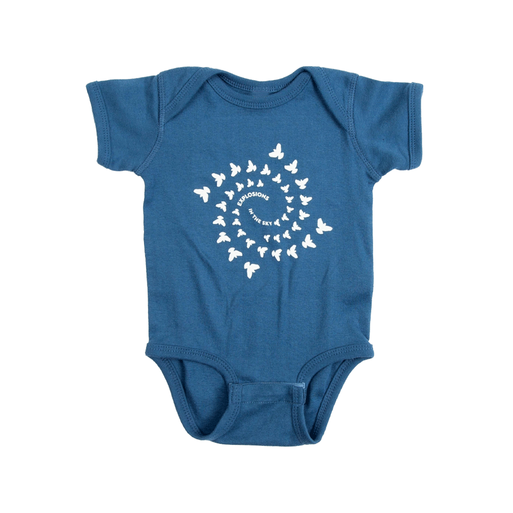 Bird Spiral Blue Indigo Baby Onesie